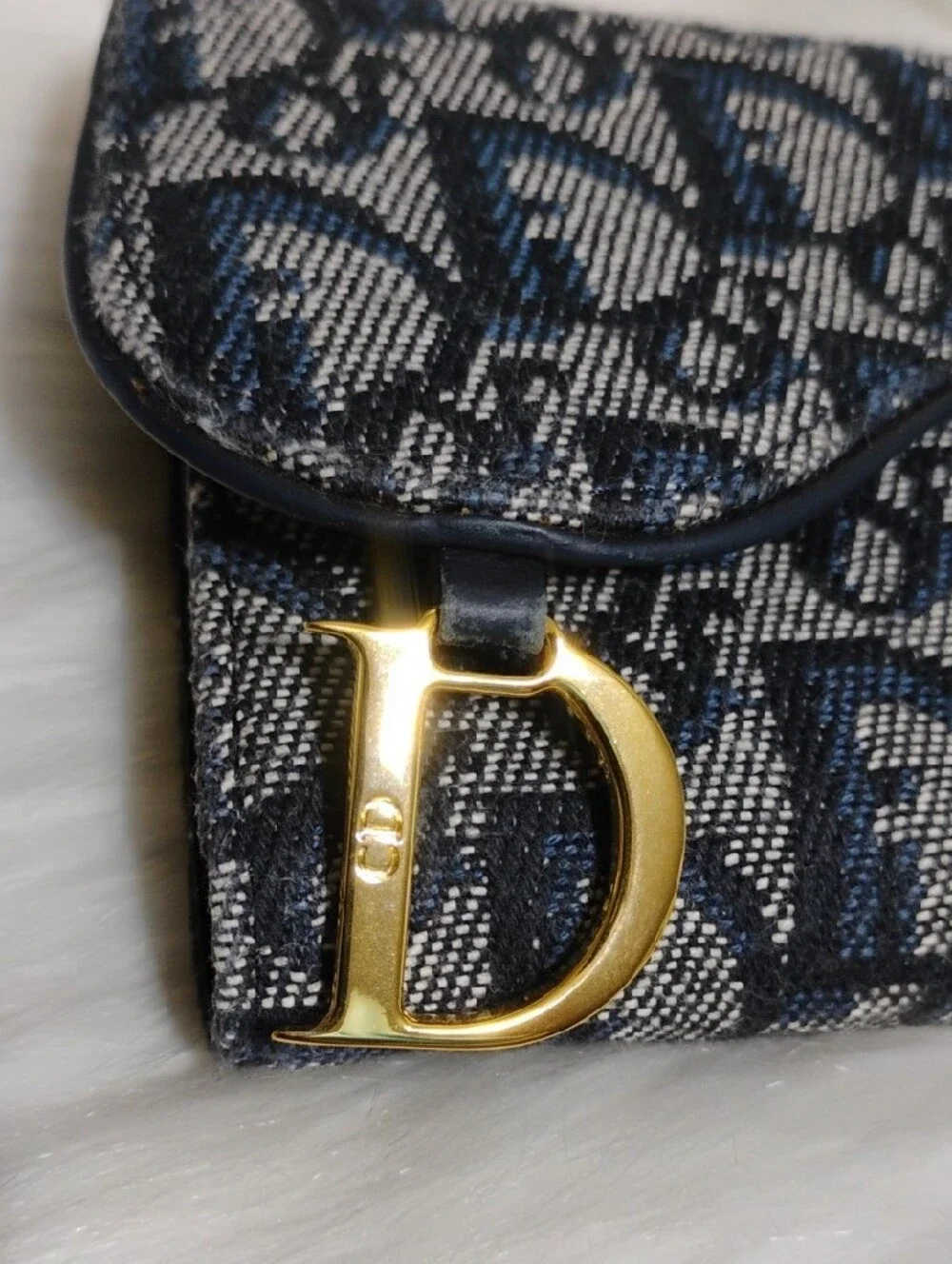 SALE! Christian Dior Navy Monogram Canvas Saddle Wallet W/Card